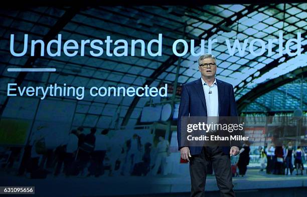 Qualcomm Inc. CEO Steve Mollenkopf speaks during a keynote address at CES 2017 at The Venetian Las Vegas on January 6, 2017 in Las Vegas, Nevada....