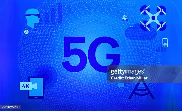 Sign is shown on screen during a keynote address by Qualcomm Inc. CEO Steve Mollenkopf at CES 2017 at The Venetian Las Vegas on January 6, 2017 in...