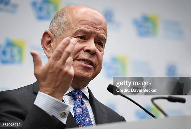 Administrator Michael Huerta speaks during a news conference at CES 2017 at the Las Vegas Convention Center on January 6, 2017 in Las Vegas, Nevada....