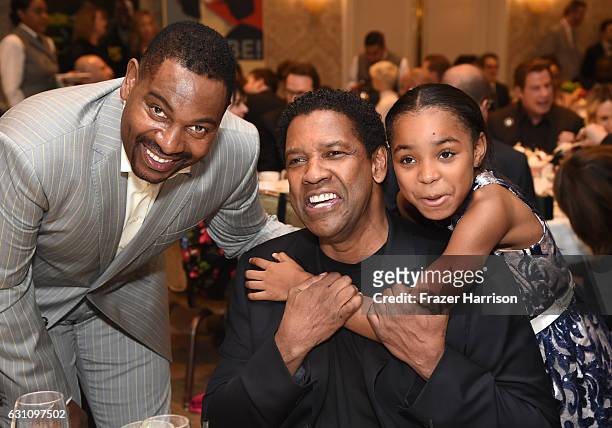 Actor Mykelti Williamson, actor/director Denzel Washington and actress Saniyya Sidney attend the 17th annual AFI Awards at Four Seasons Los Angeles...