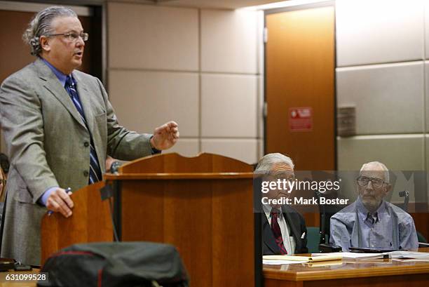 Lawyers David Chesnoff and Dick DeGuerin argue their client New York real estate scion Robert Durst while he appears in the Los Angeles Superior...