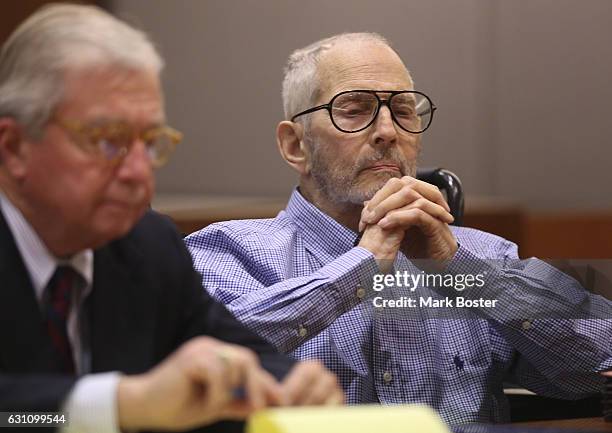 New York real estate scion Robert Durst appears in the Los Angeles Superior Court Airport Branch for a pre-trial motions hearing with his attorney...