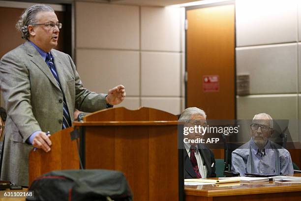 Lawyers David Chesnoff and Dick DeGuerin argue their client, New York real estate scion Robert Durst, while he appears in the Los Angeles Superior...