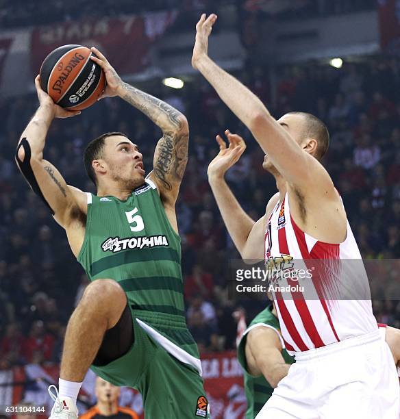 Mike James of Panathinaikos Superfoods in action during Turkish Airlines Euroleague 16th week game between Olympiacos Piraeus and Panathinaikos...