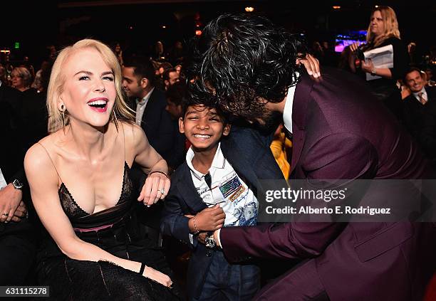 Actors Nicole Kidman, Sunny Pawar and Dev Patel attend the 6th Annual AACTA International Awards at Avalon Hollywood on January 6, 2017 in Los...