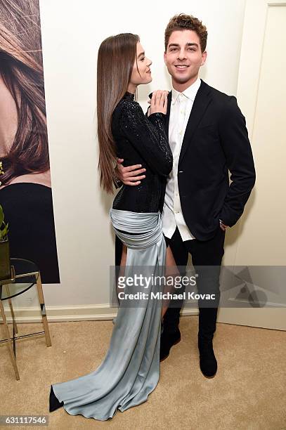 Actress Hailee Steinfeld and Cameron Smoller attend W Magazine Celebrates the Best Performances Portfolio and the Golden Globes with Audi and Moet &...