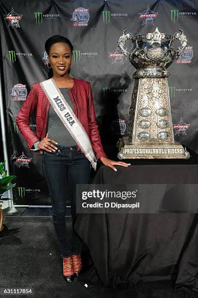 Miss USA 2016 Deshauna Barber attends the 2017 Professional Bull Riders Monster Energy Buck Off at the Garden at Madison Square Garden on January 6,...