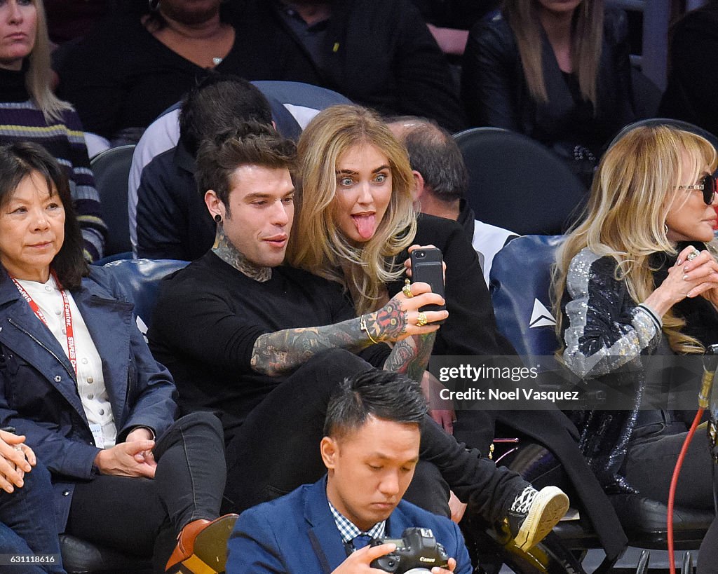 Celebrities At The Los Angeles Lakers Game