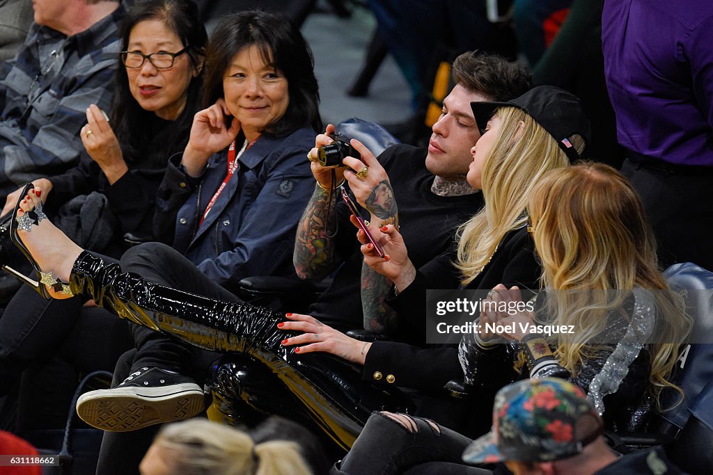 Celebrities At The Los Angeles Lakers Game