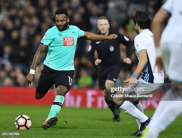 Darren Bent of Derby County scores his sides first goal during the Emirates FA Cup Third Round match between West Bromwich Albion and Derby County at...