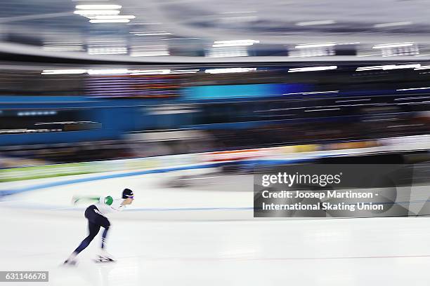 Nicola Tumolero of Italy competes in the Men's Allround 5000m during day 2 of the European Speed Skating Championships at ice-rink Thialf on January...