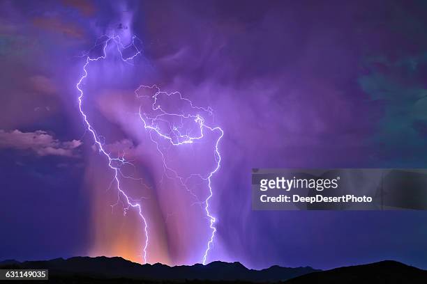 purple lightning, buckeye foothills, arlington, arizona, america, usa - lightning purple stock pictures, royalty-free photos & images