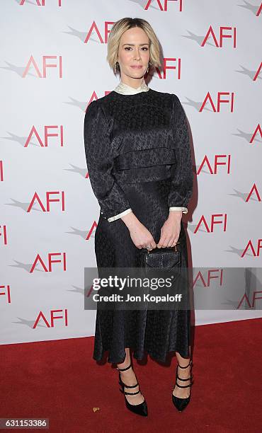 Actress Sarah Paulson arrives at the 17th Annual AFI Awards at Four Seasons Hotel Los Angeles at Beverly Hills on January 6, 2017 in Los Angeles,...