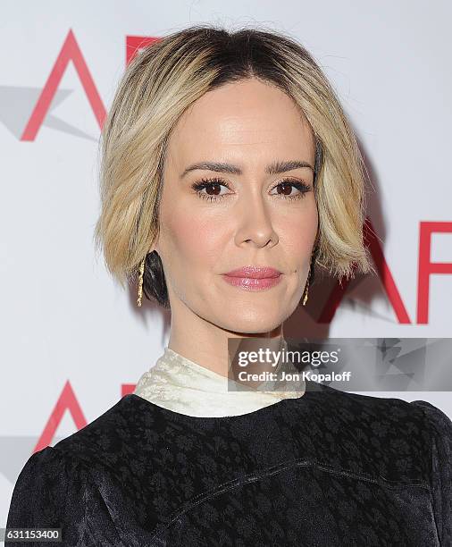 Actress Sarah Paulson arrives at the 17th Annual AFI Awards at Four Seasons Hotel Los Angeles at Beverly Hills on January 6, 2017 in Los Angeles,...