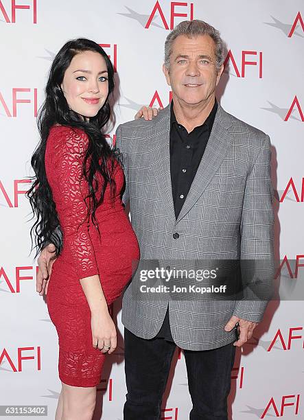 Director Mel Gibson and Rosalind Ross arrive at the 17th Annual AFI Awards at Four Seasons Hotel Los Angeles at Beverly Hills on January 6, 2017 in...