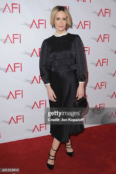 Actress Sarah Paulson arrives at the 17th Annual AFI Awards at Four Seasons Hotel Los Angeles at Beverly Hills on January 6, 2017 in Los Angeles,...