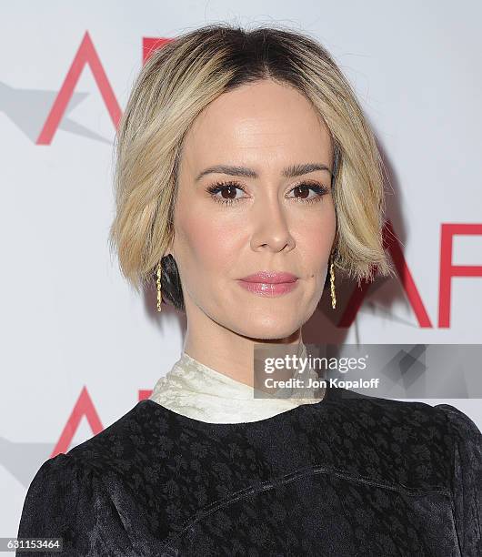 Actress Sarah Paulson arrives at the 17th Annual AFI Awards at Four Seasons Hotel Los Angeles at Beverly Hills on January 6, 2017 in Los Angeles,...