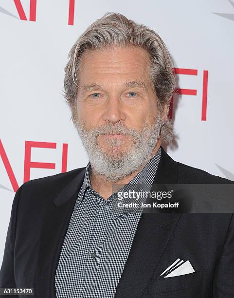 Actor Jeff Bridges arrives at the 17th Annual AFI Awards at Four Seasons Hotel Los Angeles at Beverly Hills on January 6, 2017 in Los Angeles,...
