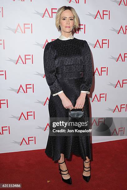 Actress Sarah Paulson arrives at the 17th Annual AFI Awards at Four Seasons Hotel Los Angeles at Beverly Hills on January 6, 2017 in Los Angeles,...