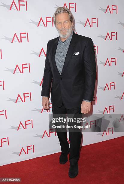 Actor Jeff Bridges arrives at the 17th Annual AFI Awards at Four Seasons Hotel Los Angeles at Beverly Hills on January 6, 2017 in Los Angeles,...