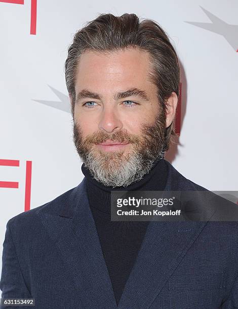 Actor Chris Pine arrives at the 17th Annual AFI Awards at Four Seasons Hotel Los Angeles at Beverly Hills on January 6, 2017 in Los Angeles,...