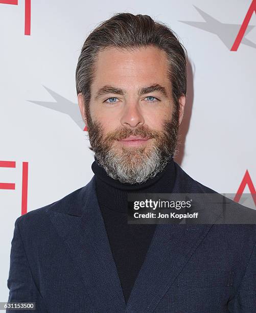 Actor Chris Pine arrives at the 17th Annual AFI Awards at Four Seasons Hotel Los Angeles at Beverly Hills on January 6, 2017 in Los Angeles,...