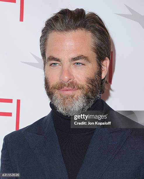 Actor Chris Pine arrives at the 17th Annual AFI Awards at Four Seasons Hotel Los Angeles at Beverly Hills on January 6, 2017 in Los Angeles,...