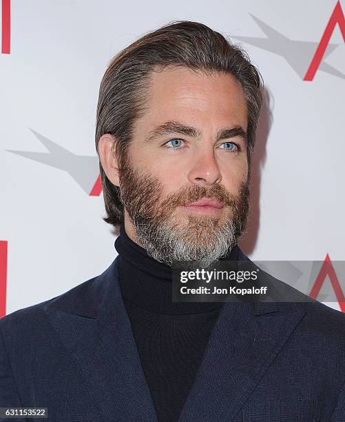 Actor Chris Pine arrives at the 17th Annual AFI Awards at Four Seasons Hotel Los Angeles at Beverly Hills on January 6, 2017 in Los Angeles,...