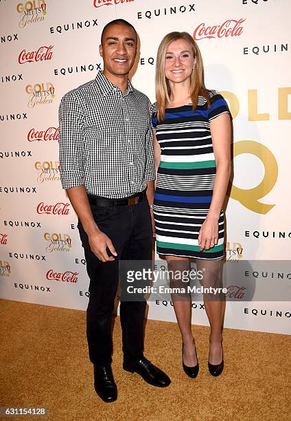 Olympic athlete Ashton Eaton and Brianne Theisen-Eaton attend Life is Good at GOLD MEETS GOLDEN Event at Equinox on January 7, 2017 in Los Angeles,...