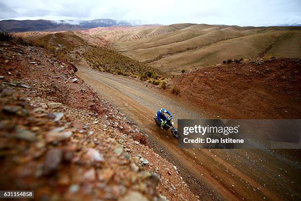 Juan Pedrero Garcia of Spain and Sherco TVS rides a RTR 450 Sherco TVS bike in the Elite ASO during stage five of the 2017 Dakar Rally between Tupiza...