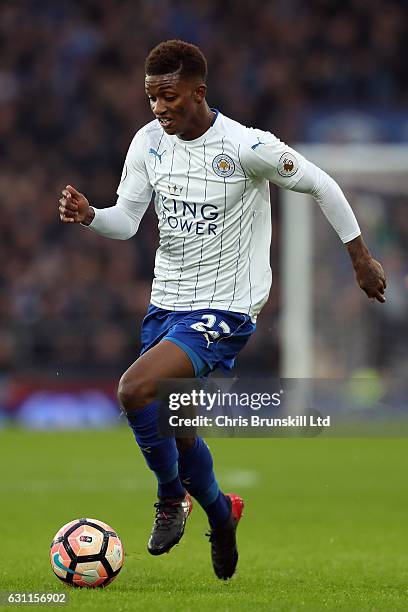 Demarai Gray of Leicester City in action during the Emirates FA Cup Third Round match between Everton and Leicester City at Goodison Park on January...