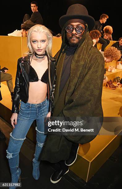 Alice Chater and will.i.am attend the MCCVIII presentation during London Fashion Week Men's January 2017 collections at Institute Of Contemporary...