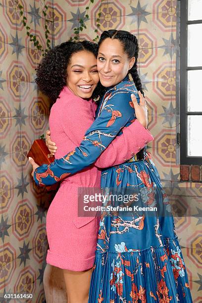 Actresses Yara Shahidi and Tracee Ellis Ross attend Lynn Hirschberg Celebrates W Magazine's It Girls with Stuart Weitzman at A.O.C on January 7, 2017...