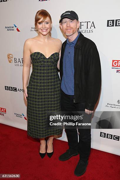 Actress Bryce Dallas Howard and director Ron Howard attend The BAFTA Tea Party at Four Seasons Hotel Los Angeles at Beverly Hills on January 7, 2017...