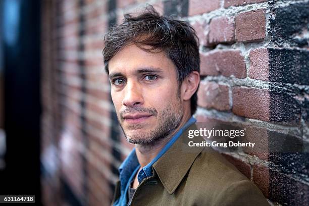 Actor Gael Garcia Bernal poses before the American Cinematheque Panel Discussion with Golden Globe Nominated Foreign-Language Directors at the...