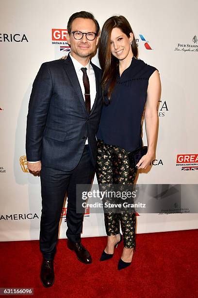 Chrisitan Slater and Brittany Lopez attend The BAFTA Tea Party at Four Seasons Hotel Los Angeles at Beverly Hills on January 7, 2017 in Los Angeles,...