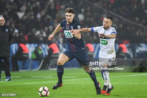 Thomas Meunier of PSG during the French National Cup match between PSG and Sc Bastia, round of 64 at Parc des Princes on January 7, 2017 in Paris,...