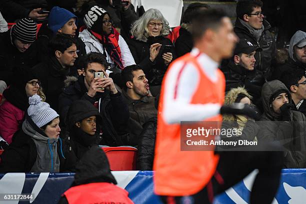 Fan of PSG take a picture of Julian Draxler during the French National Cup match between PSG and Sc Bastia, round of 64 at Parc des Princes on...