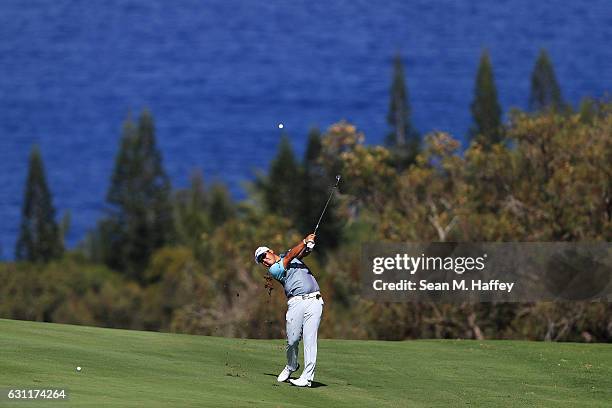 Hideki Matsuyama of Japan plays a shot on the fourth hole during the third round of the SBS Tournament of Champions at the Plantation Course at...