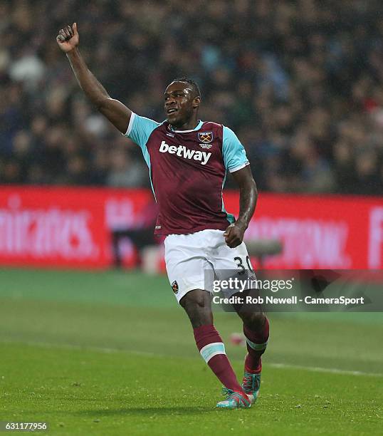 West Ham United's Michail Antonio during the Emirates FA Cup Third Round match between West Ham United and Manchester City at London Stadium on...