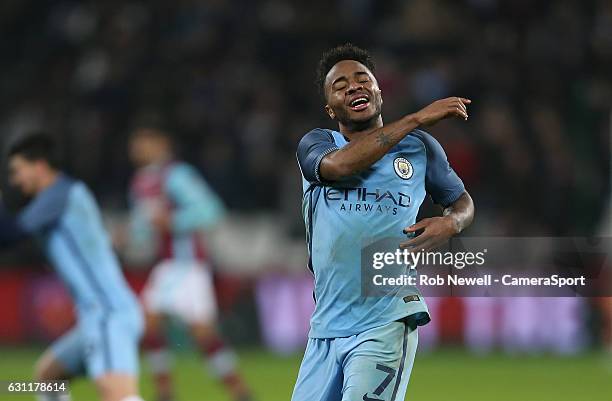 Manchester City's Raheem Sterling during the Emirates FA Cup Third Round match between West Ham United and Manchester City at London Stadium on...