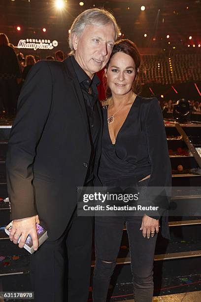 Andrea Berg and her husband Uli, Ulrich Ferber are seen on stage at the 'Das grosse Fest der Besten' tv show at Velodrom on January 7, 2017 in...