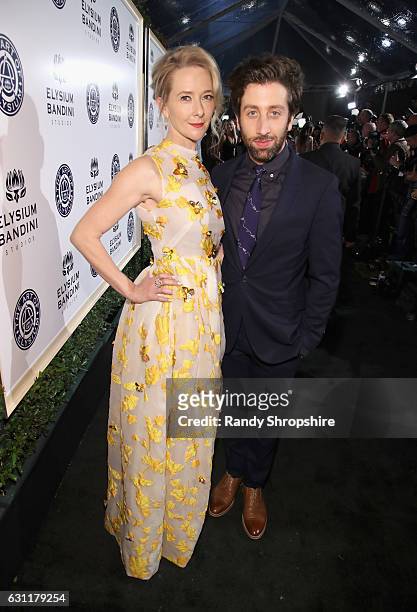 Actors Jocelyn Towne and Simon Helberg attend The Art of Elysium presents Stevie Wonder's HEAVEN - Celebrating the 10th Anniversary at Red Studios on...