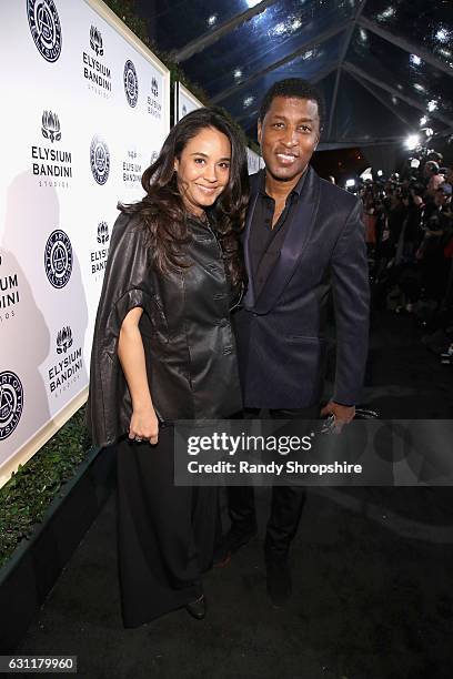 Actress Nicole Pantenburg and singer-songwriter Kenneth 'Babyface' Edmonds attend The Art of Elysium presents Stevie Wonder's HEAVEN - Celebrating...