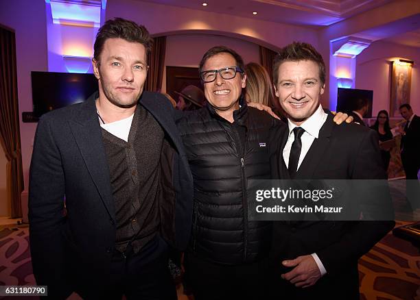 Actor Joel Edgerton, writer/director David O. Russell, and actor Jeremy Renner attend the 6th Annual Sean Penn & Friends HAITI RISING Gala Benefiting...