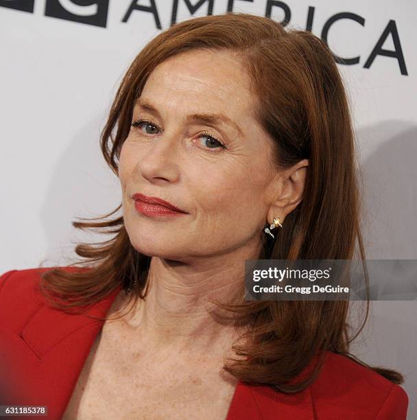 Actress Isabelle Huppert arrives at The BAFTA Tea Party at Four Seasons Hotel Los Angeles at Beverly Hills on January 7, 2017 in Los Angeles,...