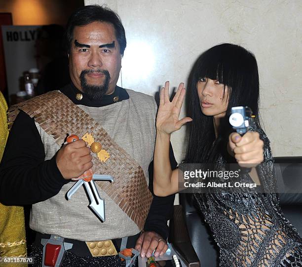 Cosplayer Bill Arucan and actress Bai Ling attend The Hollywood Show held at The Westin Los Angeles Airport on January 7, 2017 in Los Angeles,...