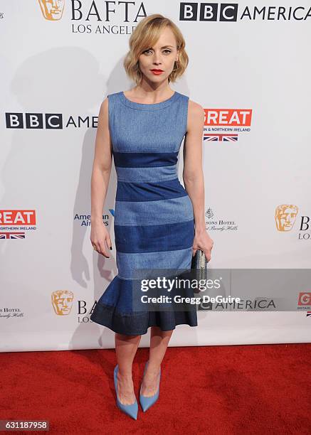 Actress Christina Ricci arrives at The BAFTA Tea Party at Four Seasons Hotel Los Angeles at Beverly Hills on January 7, 2017 in Los Angeles,...