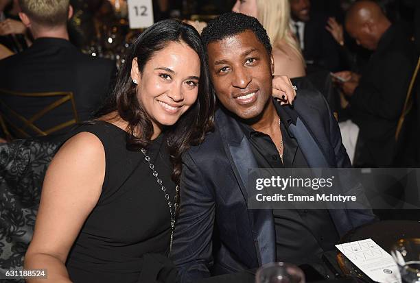 Actress Nicole Pantenburg and singer-songwriter Kenneth 'Babyface' Edmonds attend The Art of Elysium presents Stevie Wonder's HEAVEN - Celebrating...