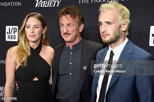 Actress/model Dylan Penn, co-host Sean Penn, and actor Hopper Penn attend the 6th Annual Sean Penn & Friends HAITI RISING Gala Benefiting J/P Haitian...